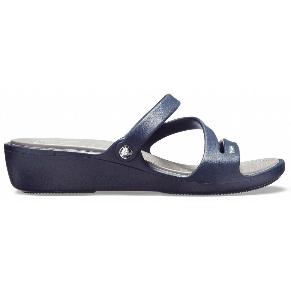 Crocs Patricia Women Slides Navy | RQPLGH364