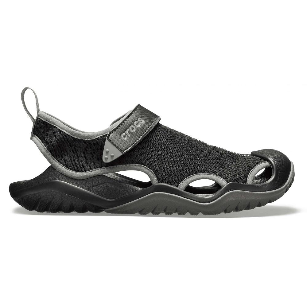 Crocs Swiftwater™ Mesh Deck Men Sandals Black | NERHLZ394