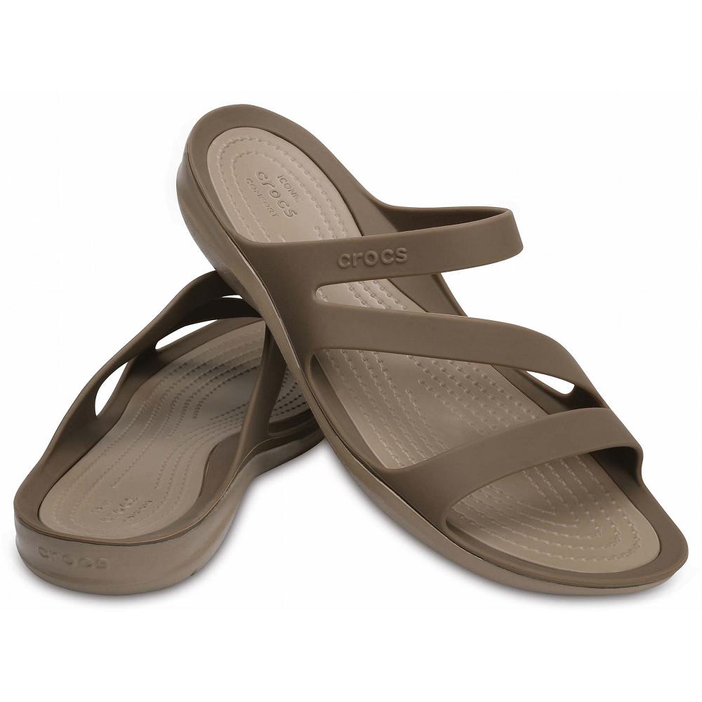 Crocs Swiftwater™ Women Slides Khaki | MHCVAD832