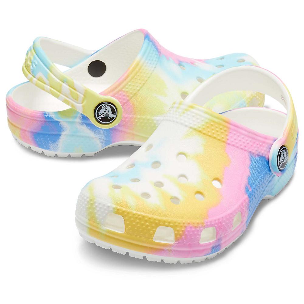 Crocs Toddler Classic TieNew Zealand -Dye Graphic Kids' Clogs White / Multicolor | OIWCRD103