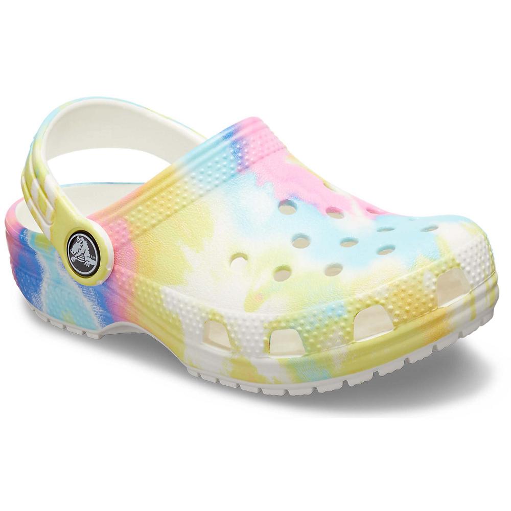 Crocs Toddler Classic TieNew Zealand -Dye Graphic Kids\' Clogs White / Multicolor | OIWCRD103