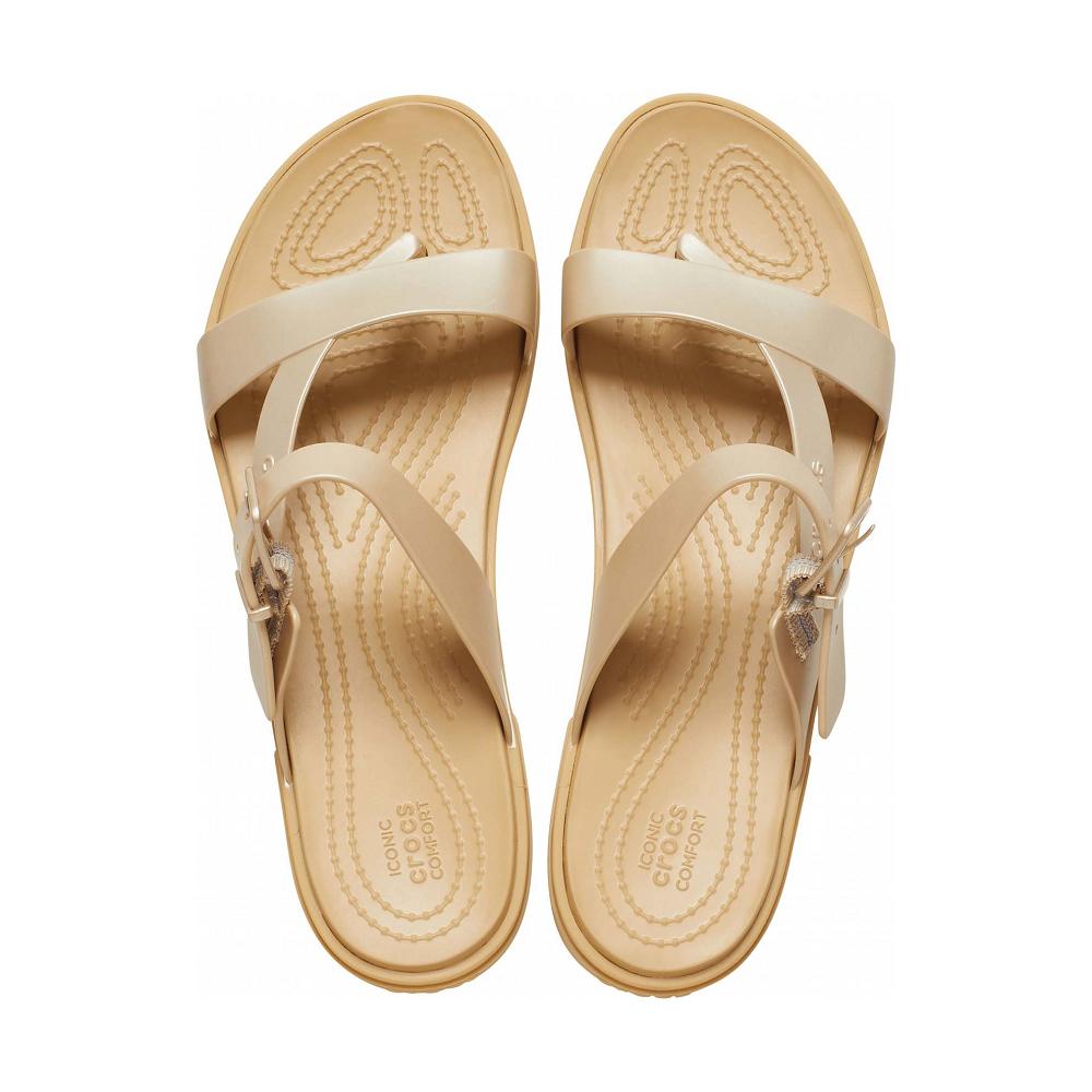Crocs Tulum Metallic Toe Post Women Sandals Brown | ZFEVWI685