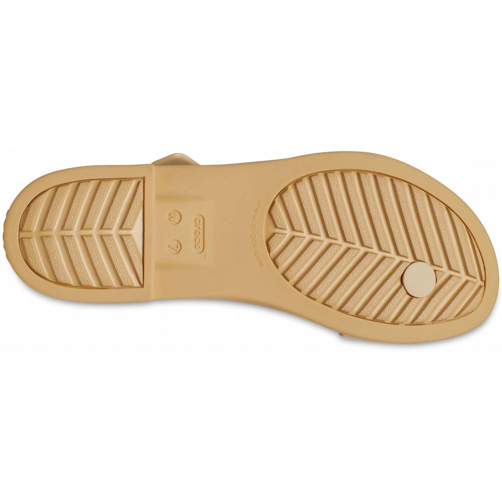 Crocs Tulum Metallic Toe Post Women Sandals Brown | ZFEVWI685