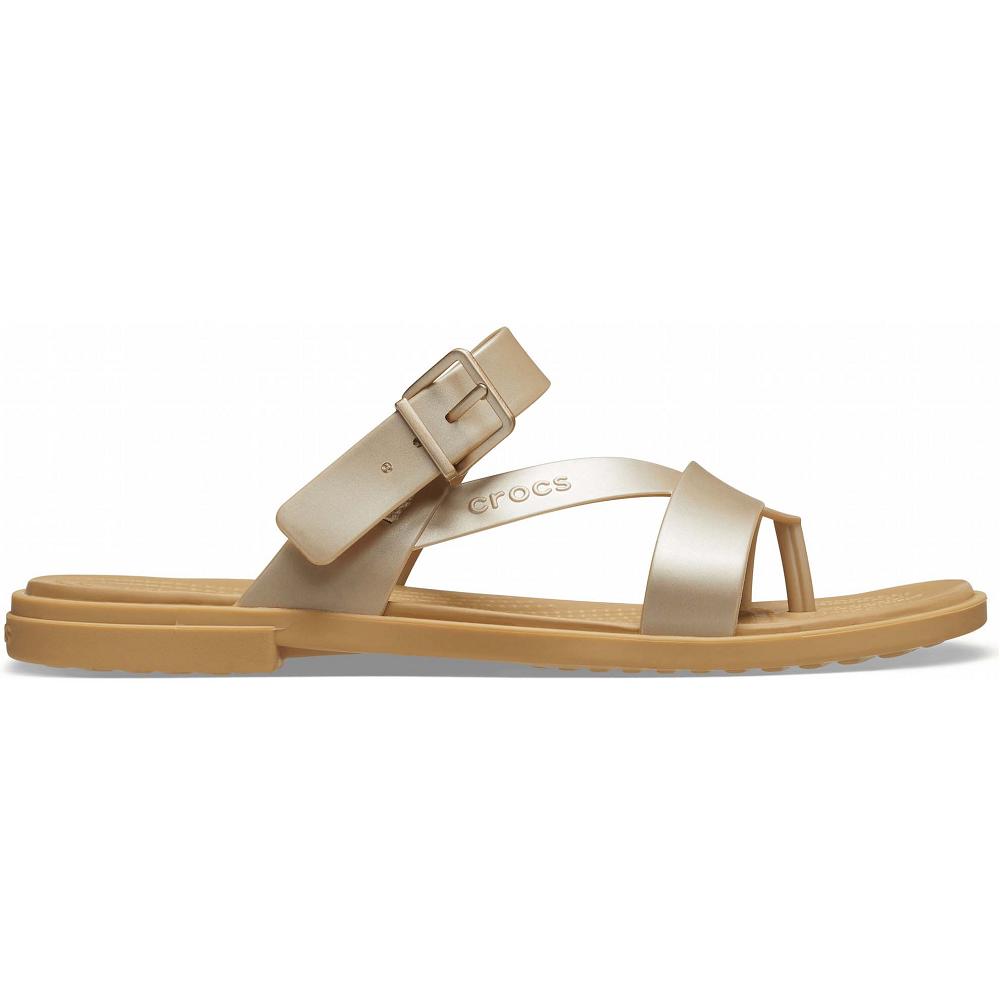 Crocs Tulum Metallic Toe Post Women Sandals Brown | ZFEVWI685