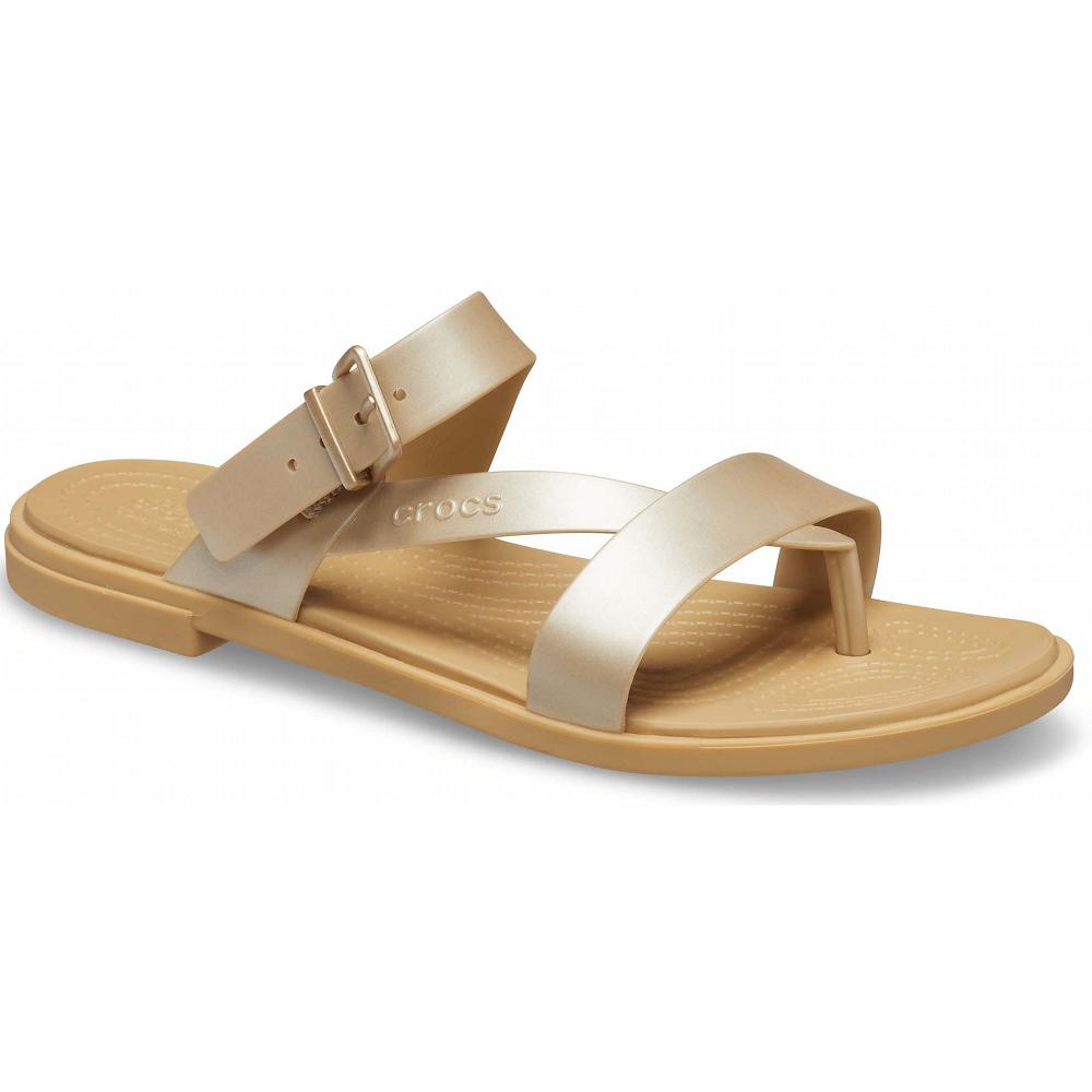 Crocs Tulum Metallic Toe Post Women Sandals Brown | ZFEVWI685