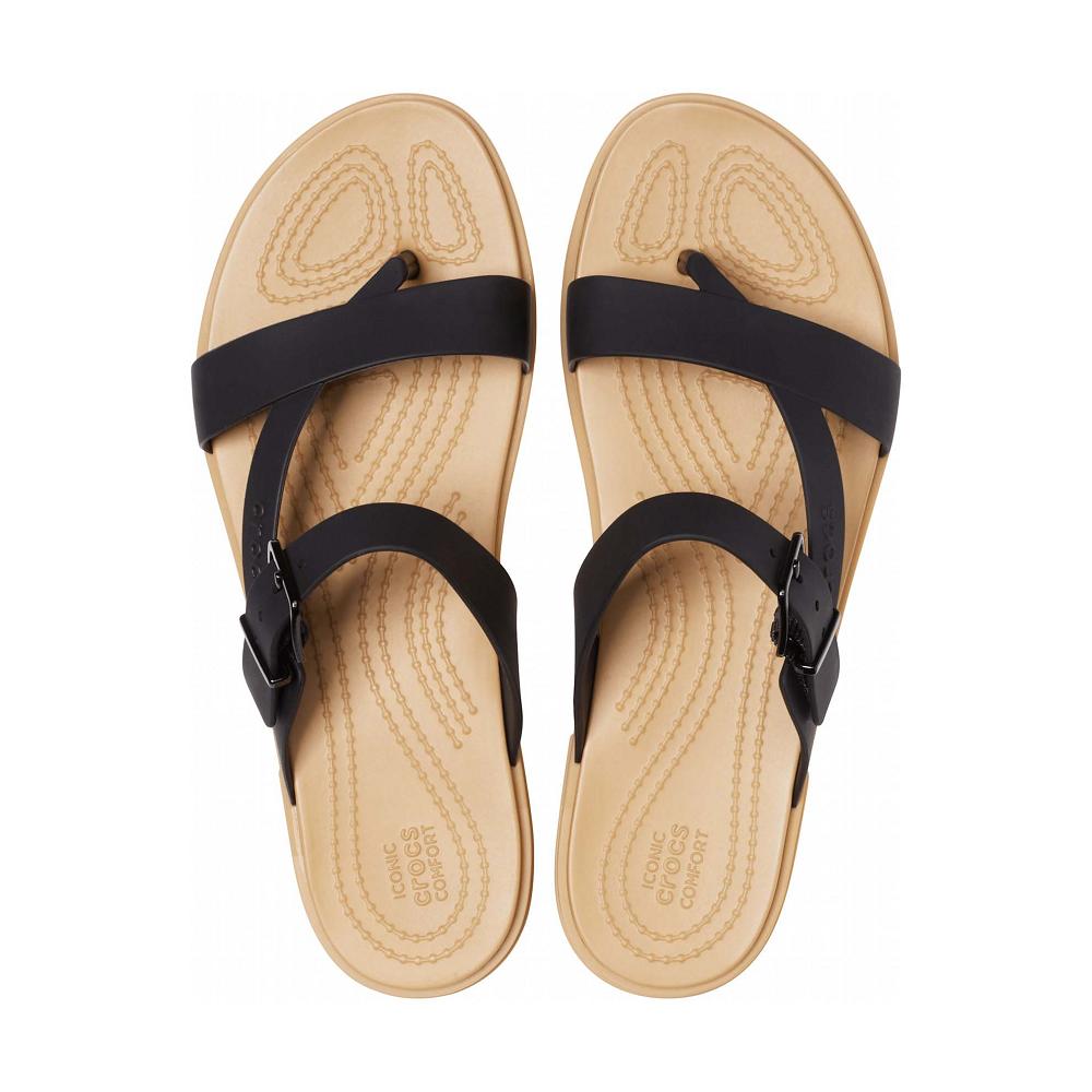 Crocs Tulum Toe Post Women Sandals Black | HRZUSA451