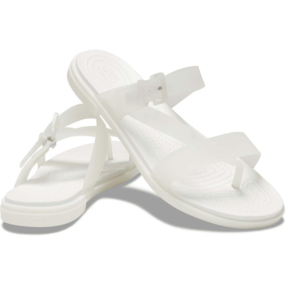 Crocs Tulum Translucent Toe Post Women Sandals White | FGQESW130