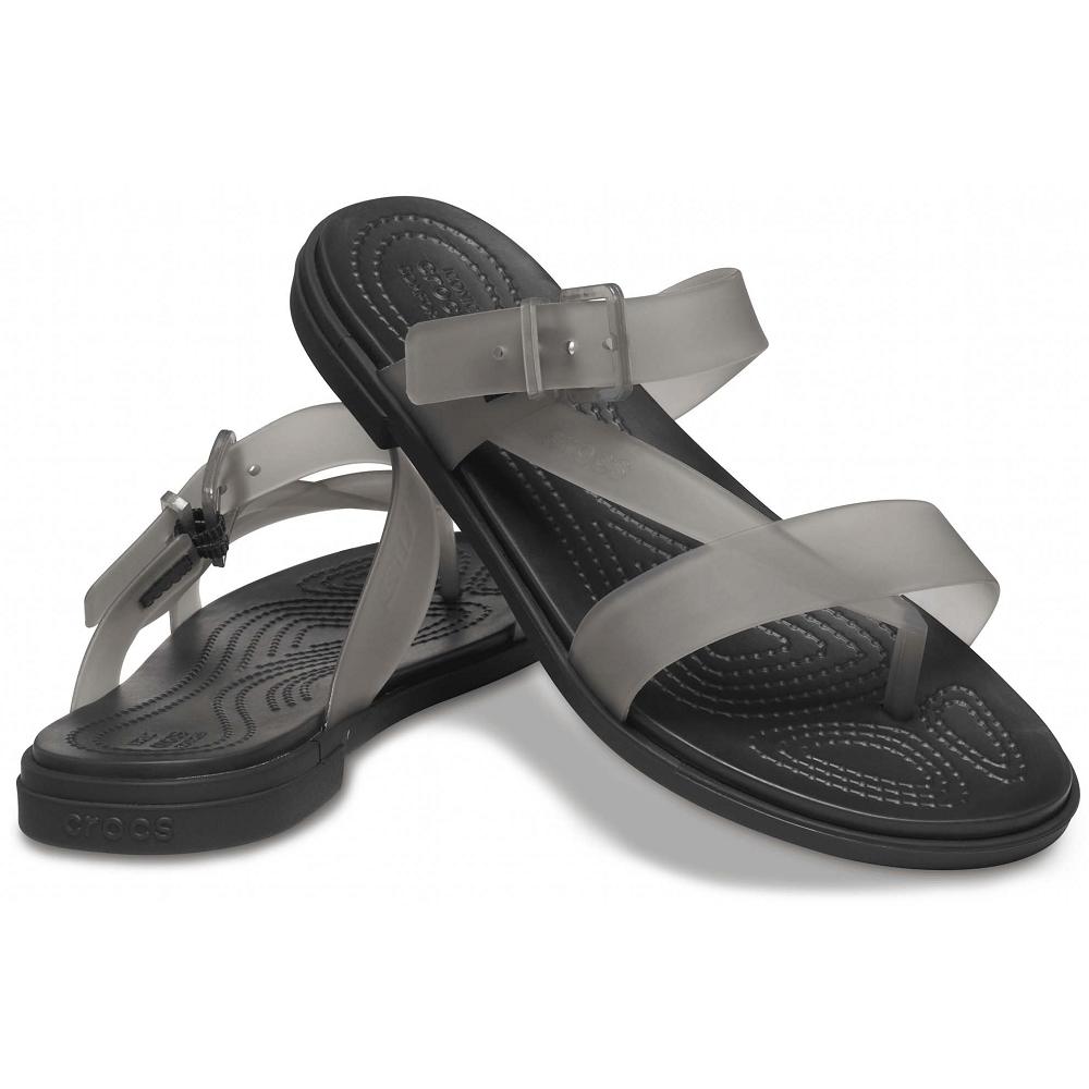 Crocs Tulum Translucent Toe Post Women Sandals Black | KZECVL578