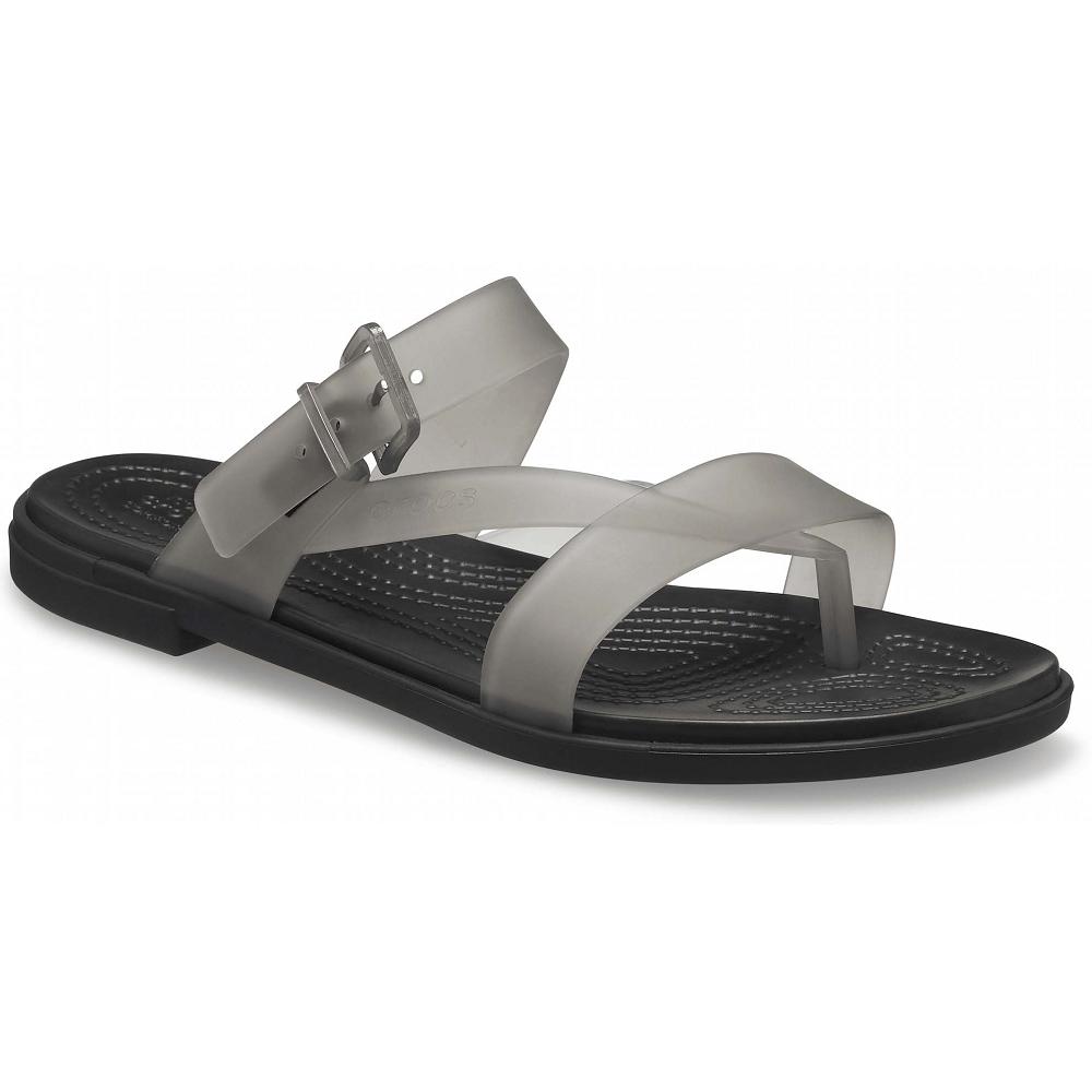 Crocs Tulum Translucent Toe Post Women Sandals Black | KZECVL578